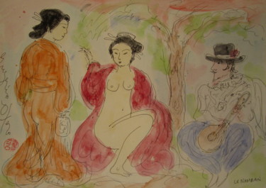 Peinture intitulée "Namban au Japon" par Eugenio Otero Vilchez, Œuvre d'art originale, Huile