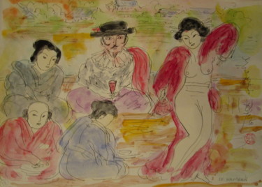 Pintura intitulada "Le namban (espagnol…" por Eugenio Otero Vilchez, Obras de arte originais, Óleo