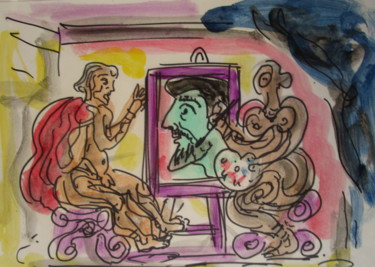 Pintura intitulada "Femme grecque peint…" por Eugenio Otero Vilchez, Obras de arte originais, Óleo
