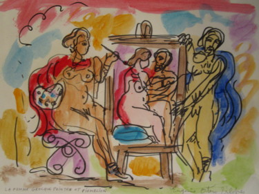Painting titled "Femme grecque peint…" by Eugenio Otero Vilchez, Original Artwork, Oil