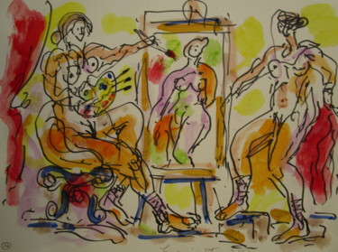 Peinture intitulée "Femmes grecques pei…" par Eugenio Otero Vilchez, Œuvre d'art originale, Huile