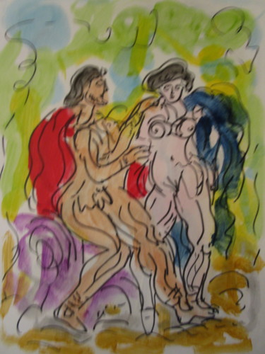 Painting titled "Amoureux grecs" by Eugenio Otero Vilchez, Original Artwork, Oil