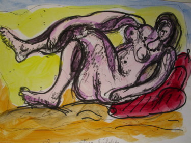 Peinture intitulée "Femme nue jambes cr…" par Eugenio Otero Vilchez, Œuvre d'art originale, Huile