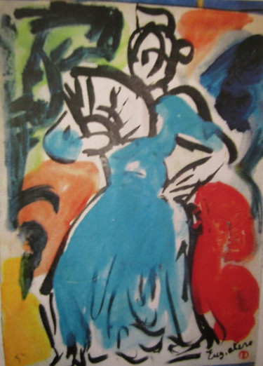 Peinture intitulée "Danseuse de flamenco" par Eugenio Otero Vilchez, Œuvre d'art originale, Huile