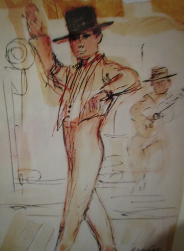 Painting titled "Danseur de flamenco" by Eugenio Otero Vilchez, Original Artwork, Oil