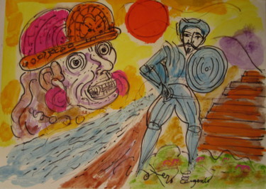 Painting titled "Don Quichotte en Am…" by Eugenio Otero Vilchez, Original Artwork, Oil