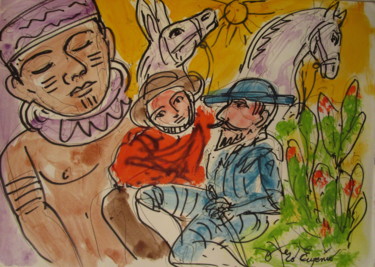 Peinture intitulée "Don Quichotte en Am…" par Eugenio Otero Vilchez, Œuvre d'art originale, Huile