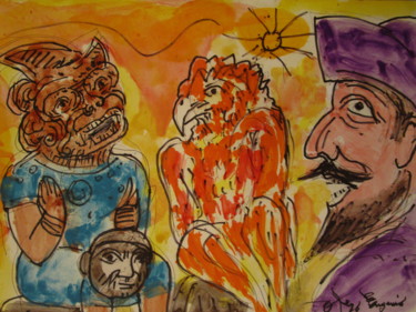 Schilderij getiteld "Don Quichotte en Am…" door Eugenio Otero Vilchez, Origineel Kunstwerk, Olie