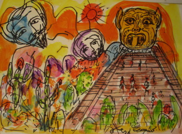 「Don Quichotte en Am…」というタイトルの絵画 Eugenio Otero Vilchezによって, オリジナルのアートワーク, オイル