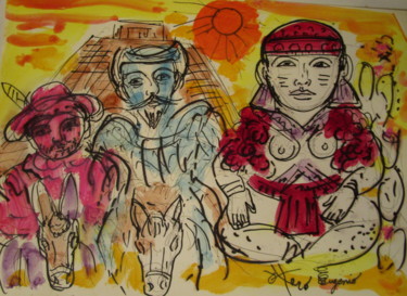 Картина под названием "Don Quichotte en Am…" - Eugenio Otero Vilchez, Подлинное произведение искусства, Масло