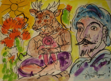 Картина под названием "Don Quichotte en Am…" - Eugenio Otero Vilchez, Подлинное произведение искусства, Масло