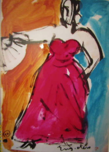 Painting titled "Danseuse de flamenco" by Eugenio Otero Vilchez, Original Artwork, Oil