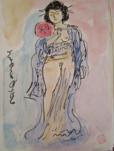 Pintura intitulada "Japonaise" por Eugenio Otero Vilchez, Obras de arte originais, Óleo