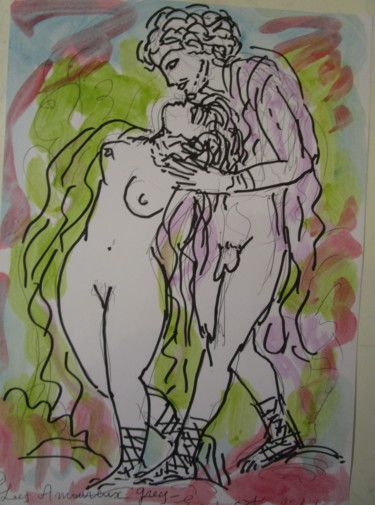 Peinture intitulée "Les amoureux grecs 5" par Eugenio Otero Vilchez, Œuvre d'art originale, Huile