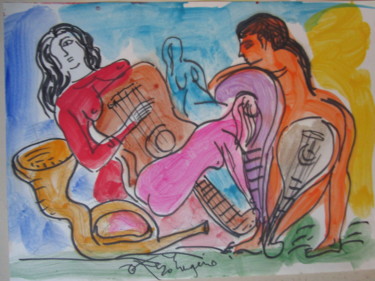 Peinture intitulée "la fête de la musiq…" par Eugenio Otero Vilchez, Œuvre d'art originale, Huile