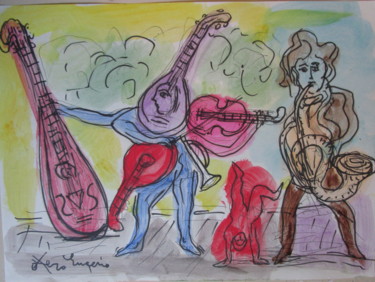 绘画 标题为“la fête de la musiq…” 由Eugenio Otero Vilchez, 原创艺术品, 油