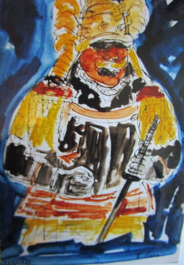 Schilderij getiteld "Samurai" door Eugenio Otero Vilchez, Origineel Kunstwerk, Olie