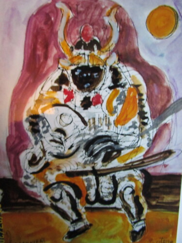 Peinture intitulée "Le samurai 3" par Eugenio Otero Vilchez, Œuvre d'art originale, Huile