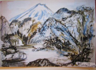 Painting titled "le mont Fuji 3" by Eugenio Otero Vilchez, Original Artwork, Oil