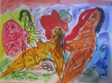 Peinture intitulée "femme papillon" par Eugenio Otero Vilchez, Œuvre d'art originale, Huile
