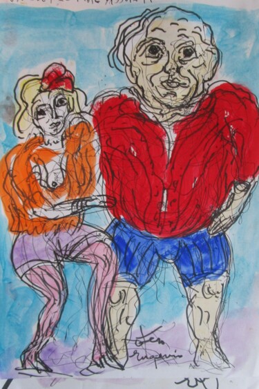 Painting titled "un couple mal assor…" by Eugenio Otero Vilchez, Original Artwork, Oil