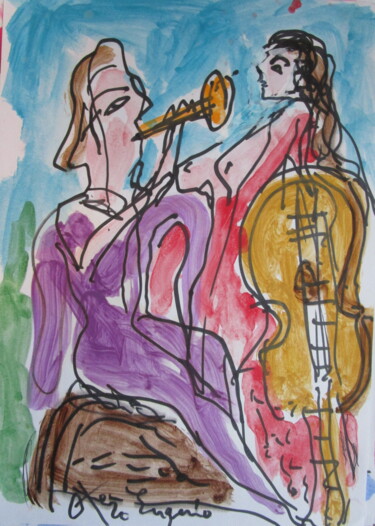 Peinture intitulée "Musicien" par Eugenio Otero Vilchez, Œuvre d'art originale, Huile
