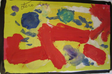 Pintura intitulada "Abstrait  Rouge" por Eugenio Otero Vilchez, Obras de arte originais, Óleo