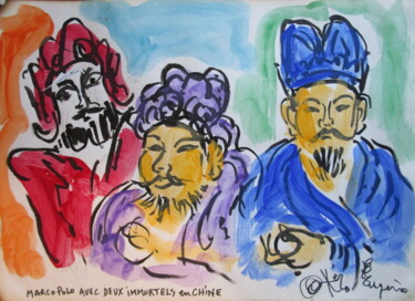 Peinture intitulée "Marco Polo et deux…" par Eugenio Otero Vilchez, Œuvre d'art originale, Huile