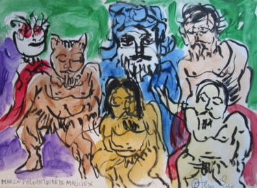 Peinture intitulée "Marco Polo entouré…" par Eugenio Otero Vilchez, Œuvre d'art originale, Huile