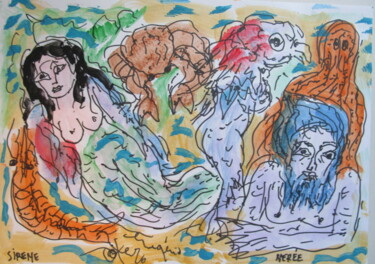 Peinture intitulée "Nerée dans l'Ocean" par Eugenio Otero Vilchez, Œuvre d'art originale, Huile