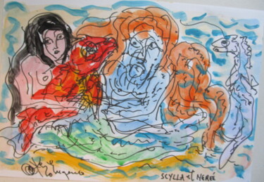 Painting titled "Scylla et Nerée" by Eugenio Otero Vilchez, Original Artwork, Oil
