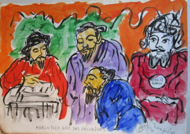 Peinture intitulée "Marco Polo avec les…" par Eugenio Otero Vilchez, Œuvre d'art originale, Huile