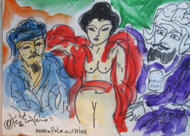 Peinture intitulée "Marco Polo avec les…" par Eugenio Otero Vilchez, Œuvre d'art originale, Huile