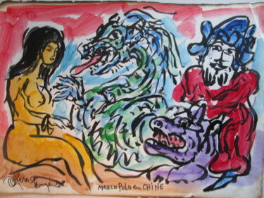 Peinture intitulée "Marco Polo en Chine…" par Eugenio Otero Vilchez, Œuvre d'art originale, Huile