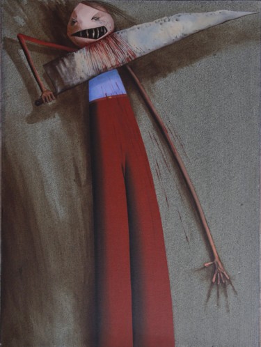 Malerei mit dem Titel "Stabbed." von Eugene Panov, Original-Kunstwerk, Öl Auf Keilrahmen aus Holz montiert