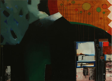 Pintura intitulada "Abstract composition" por Eugene Panov, Obras de arte originais, Óleo