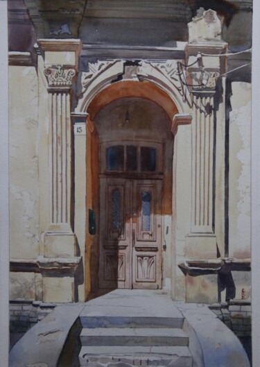 Malerei mit dem Titel "My favorite door" von Eugene Panov, Original-Kunstwerk, Aquarell