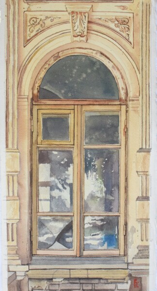 Old window in Bukhara Peinture intitulée "Old window in Bukha…" par Eugene Panov, Œuvre d'art originale, Aquarelle