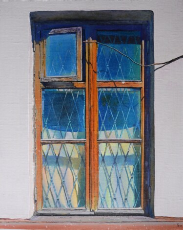 Pintura titulada "Favorite window" por Eugene Panov, Obra de arte original, Oleo Montado en Cartulina