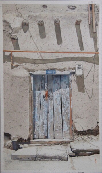 Painting titled "Bukhara. Old door.…" by Eugene Panov, Original Artwork, Watercolor