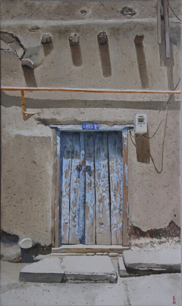 Pintura titulada "Bukhara. Old door." por Eugene Panov, Obra de arte original, Oleo