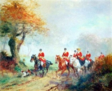 Peinture intitulée "La chasse à court" par Eugène Pechaubes, Œuvre d'art originale