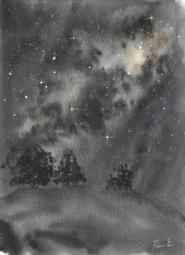 Schilderij getiteld "Milky Way" door Eugene Popov, Origineel Kunstwerk, Aquarel