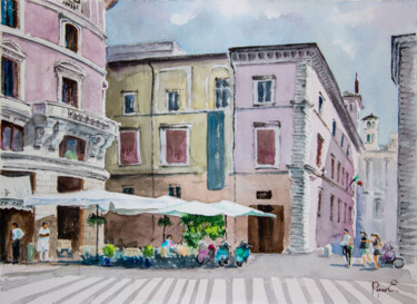 Painting titled "Palais Altemps, Rome" by Eugene Popov, Original Artwork, Watercolor