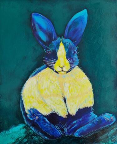 Painting titled "Sexy bunny" by Eugenia Chicu Touma, Original Artwork, Acrylic Mounted on Wood Stretcher frame