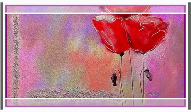 Painting titled "Coquelicots en 3D" by Eugenia Delad, Original Artwork, Other