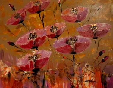 Painting titled "coquelicots mélanco…" by Eugenia Delad, Original Artwork, Acrylic