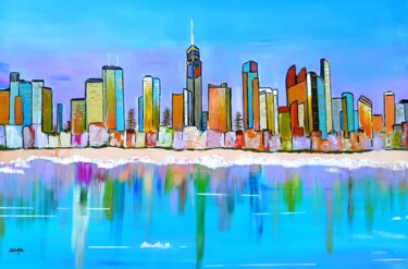 Painting titled "Gold Coast" by Eugenia Delad, Original Artwork, Acrylic