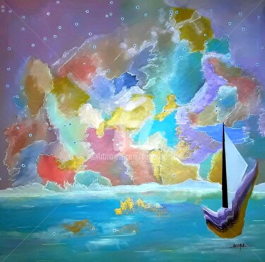 Peinture intitulée "Voyage en Atlantide" par Eugenia Delad, Œuvre d'art originale, Acrylique