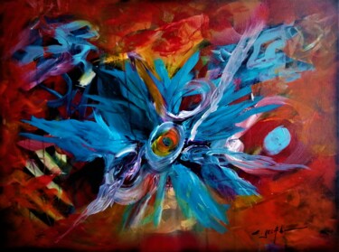 Painting titled "Sunset flower" by Eugenia Delad, Original Artwork, Oil